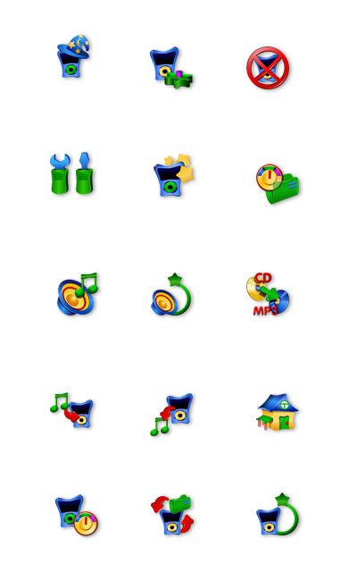 An attractive cartoony icons for the skin using the same cartoony type style